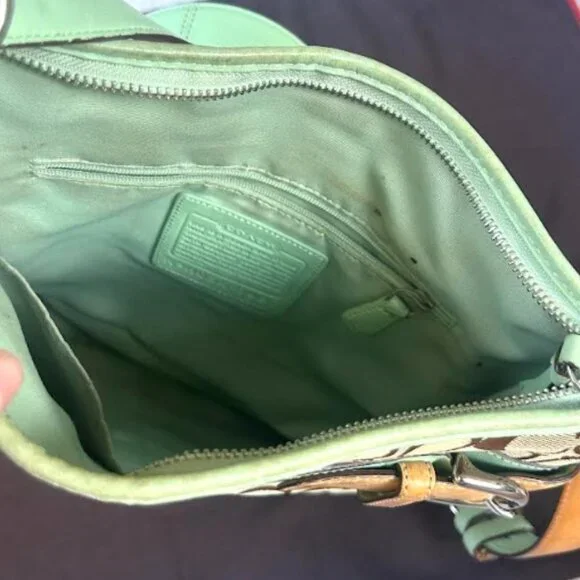 Coach Mint Green Canvas and Suede Bag w/ Dust Bag - Picture 6 of 10